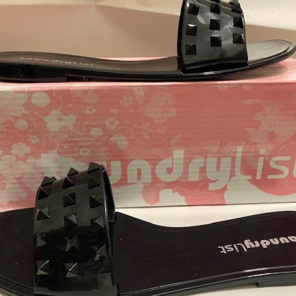 WOMEN BLACK PVC VINYL SANDALS Size: 8.0